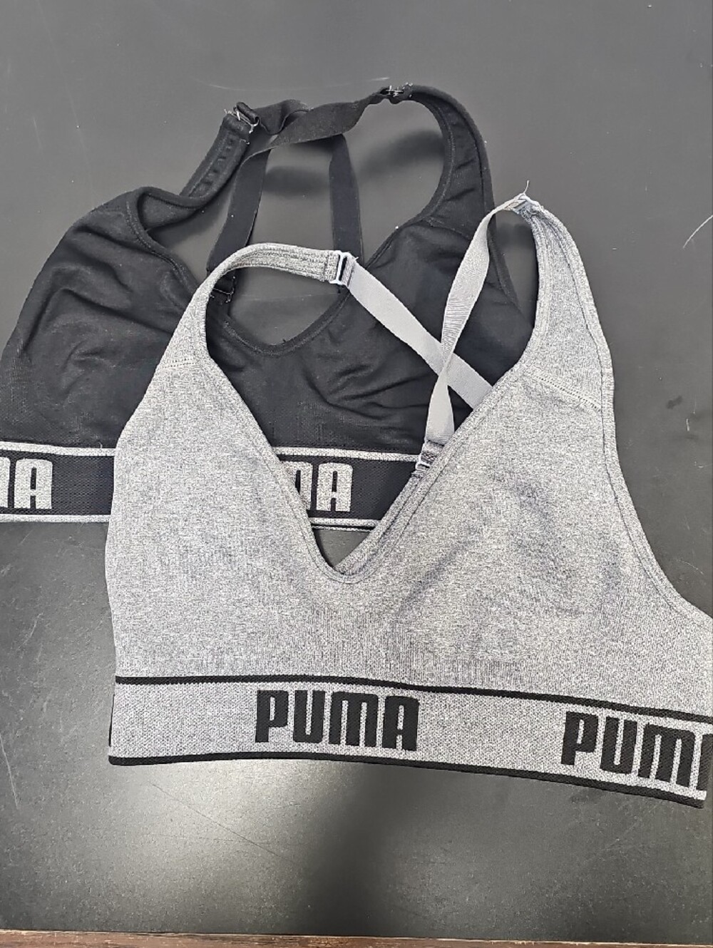 Puma Grey and Black Womans Performance Sports Bra Set